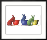 Three Rabbits and Pots Plakat av Alan Baker