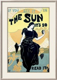 The Sun Sunshine Newspaper Estampe encadrée par Louis J Rhead
