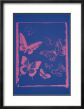 Vanishing Animals: Butterflies, c.1986 (Hot Pink on Blue) Print by Andy Warhol