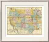 National Map of the Territory of the United States, c.1868 Estampe encadrée par William J. Keeler