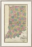 New Sectional and Township Map of Indiana, c.1876 Framed Giclee Print by A. T. Andreas