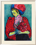 Maedchen mit Pfingstrosen Poster von Alexej Von Jawlensky