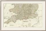 England and Wales (Southern section), c.1790 Framed Giclee Print by John Rocque