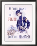 Devenez un marine Estampe encadrée par Howard Chandler Christy