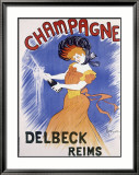 Champagne Delbeck Reims Estampe encadrée par Leonetto Cappiello