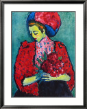 Girl with Peonies Art par Alexej Von Jawlensky