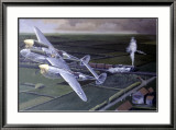 WWII, Lockheed P38 Lightning Estampe encadrée par Paul Wollman