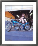 Pin-Up Girl: Blue Chopper Framed Giclee Print by David Perry