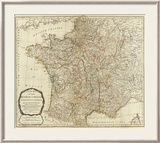 New Map of the Kingdom of France, c.1790 Framed Giclee Print by Thomas Kitchin