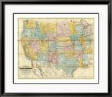 National Map of the Territory of the United States, c.1868 Framed Giclee Print by William J. Keeler