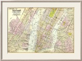 New York, Brooklyn, Jersey City, c.1891 Innrammet Giclee-trykk av Frederick W. Beers New York, Brooklyn, Jersey City, c.1891 Innrammet Giclee-trykk av Frederick W. Beers