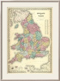 Angleterre et Pays de Galles Estampe encadrée par G. W. Colton