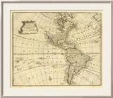 America, c.1747 Innrammet Giclee-trykk av Emanuel Bowen