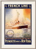 French Line, Plymouth to New York Framed Giclee Print by Rodmell 
