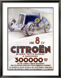 Citroën, une 8 cv Estampe encadrée par Louys 