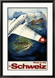 Fliegt in die Schweiz Estampe encadrée par Eugen Häfelfinger