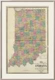 New Sectional and Township Map of Indiana, c.1876 Framed Giclee Print by A. T. Andreas