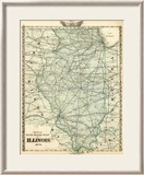 Official Railroad Map of the State of Illinois, c.1876 Framed Giclee Print by Warner & Beers 