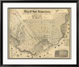 Map of San Francisco, c.1852 Innrammet Giclee-trykk av Britton & Rey Map of San Francisco, c.1852 Innrammet Giclee-trykk av Britton & Rey