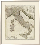 New Map of Italy with the Islands of Sicily, Sardinia and Corsica, c.1790 Framed Giclee Print by Thomas Kitchin