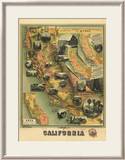 The Unique Map of California, c.1885 Framed Giclee Print by E. M. Johnstone