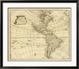 America, c.1747 Innrammet Giclee-trykk av Emanuel Bowen