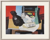 Guitar, Glass and Fruit Art by Pablo Picasso