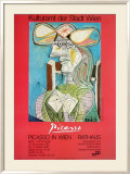 Frau mit Hut Auf Blauem Hintergrund Poster von Pablo Picasso