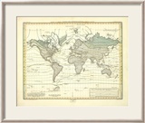 Alexander von Humboldt's System Der Isotherm-Kurven, c.1849 Innrammet Giclee-trykk av Heinrich Berghaus