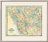 New Map of Central California, c.1871 Innrammet Giclee-trykk av A. L. Bancroft New Map of Central California, c.1871 Innrammet Giclee-trykk av A. L. Bancroft