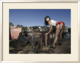 Hot Rod Pin-Up Girl Framed Giclee Print by David Perry