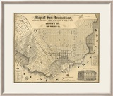 Map of San Francisco, c.1852 Innrammet Giclee-trykk av Britton & Rey Map of San Francisco, c.1852 Innrammet Giclee-trykk av Britton & Rey