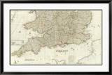 England and Wales (Southern section), c.1790 Lámina giclée enmarcada por John Rocque England and Wales (Southern section), c.1790 Lámina giclée enmarcada por John Rocque