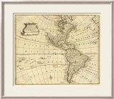America, c.1747 Innrammet Giclee-trykk av Emanuel Bowen