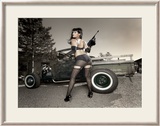 Hot Rod Pin-Up Girl Framed Giclee Print by David Perry