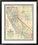 New Map of The State of California and Nevada Territory, c.1863 Framed Giclee Print by Leander Ransom