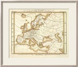 Karte Von Europa, c.1837 Innrammet Giclee-trykk av Heinrich Berghaus