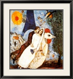 Les Fiancees de la Tour Eiffel Posters par Marc Chagall