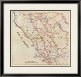 California: Sonoma, Marin, Lake, and Napa Counties, c.1896 Innrammet Giclee-trykk av George W. Blum California: Sonoma, Marin, Lake, and Napa Counties, c.1896 Innrammet Giclee-trykk av George W. Blum