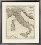 New Map of Italy with the Islands of Sicily, Sardinia and Corsica, c.1790 Framed Giclee Print by Thomas Kitchin