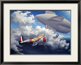 WWII, USN Curtiss F9C Sparrowhawk Estampe encadrée par Paul Wollman