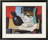 Guitar, Glass and Fruit Art par Pablo Picasso