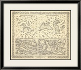 Comparative Size of Lakes and Islands, c.1856 Estampe encadrée par G. W. Colton