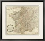 New Map of the Kingdom of France, c.1790 Framed Giclee Print by Thomas Kitchin