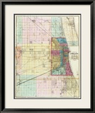 Map of Chicago and Environs, c.1869 Innrammet Giclee-trykk av Rufus Blanchard Map of Chicago and Environs, c.1869 Innrammet Giclee-trykk av Rufus Blanchard
