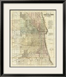Map of Chicago, c.1857 Innrammet Giclee-trykk av Rufus Blanchard Map of Chicago, c.1857 Innrammet Giclee-trykk av Rufus Blanchard