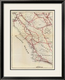 California: San Benito, Fresno, Monterey, San Luis Obispo, Kings, Kern, and Santa Barbara, c.1896 Innrammet Giclee-trykk av George W. Blum California: San Benito, Fresno, Monterey, San Luis Obispo, Kings, Kern, and Santa Barbara, c.1896 Innrammet Giclee-trykk av George W. Blum