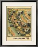 The Unique Map of California, c.1885 Estampe encadrée par E. M. Johnstone