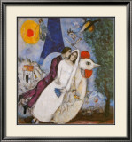 Bridal Couple with Eiffel Spride Affiches par Marc Chagall