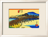Yahagi Bridge with Okazaki Castle in Background Estampe encadrée par Hiroshige II 
